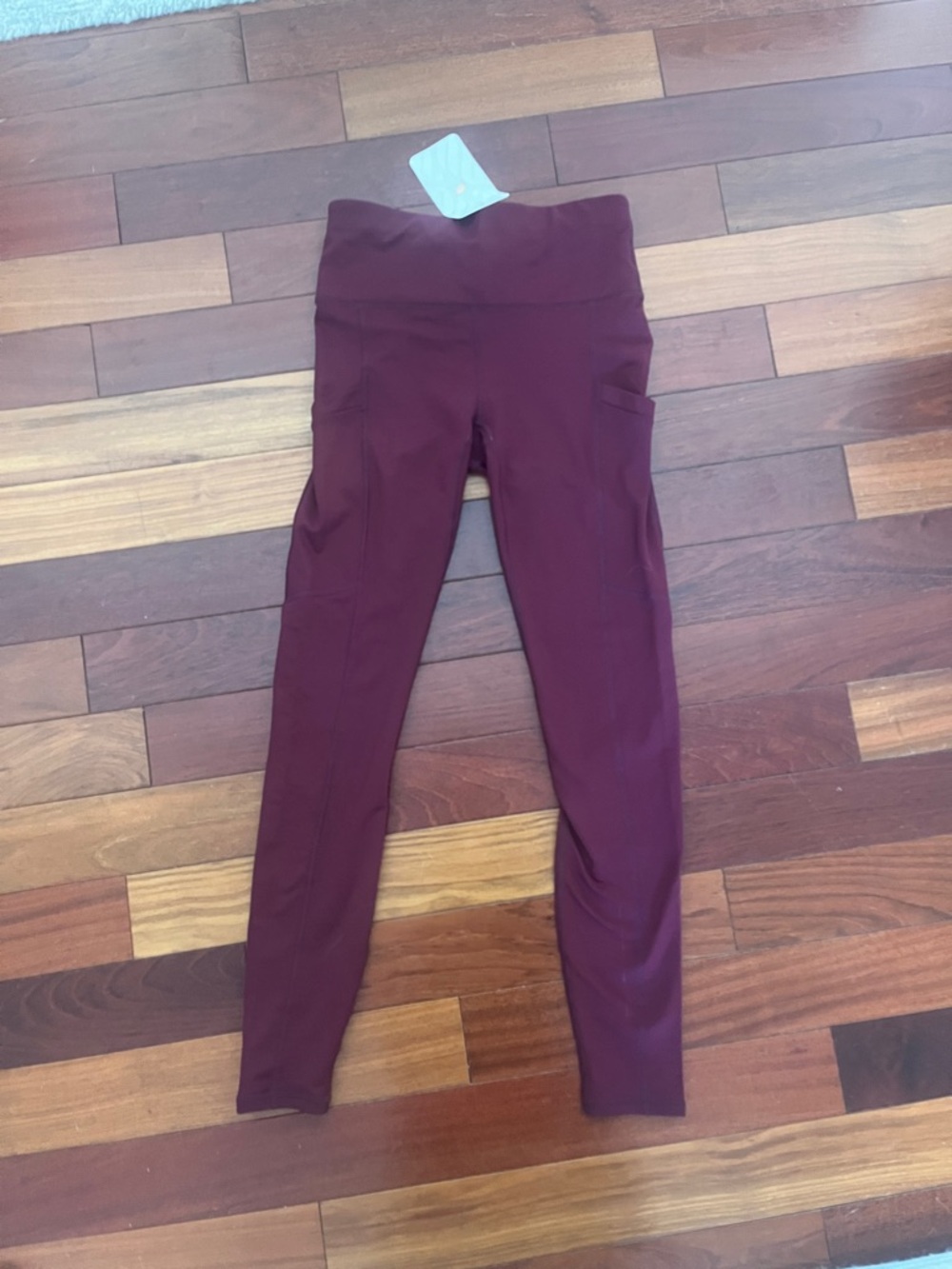 Fabletics High-Waisted Pocket Cold Weather Leggings in Burgundy - Picture 2 of 5